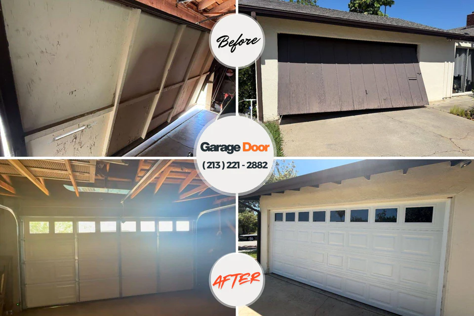 Before and after: garage door repair Lookout Mountain, GA